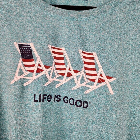 Life Is Good women's XXL long sleeve performance shirt 3 beach chairs Americana - Picture 3 of 9
